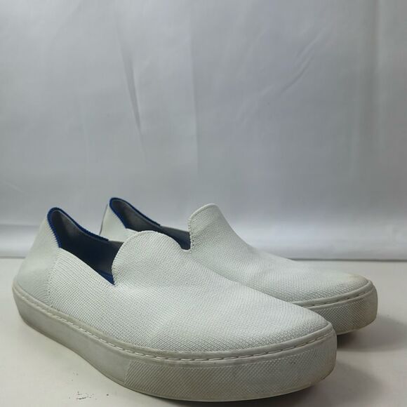 Rothy’s Knit White Stripe Slip On Classic Women's Sneakers - Picture 1 of 14